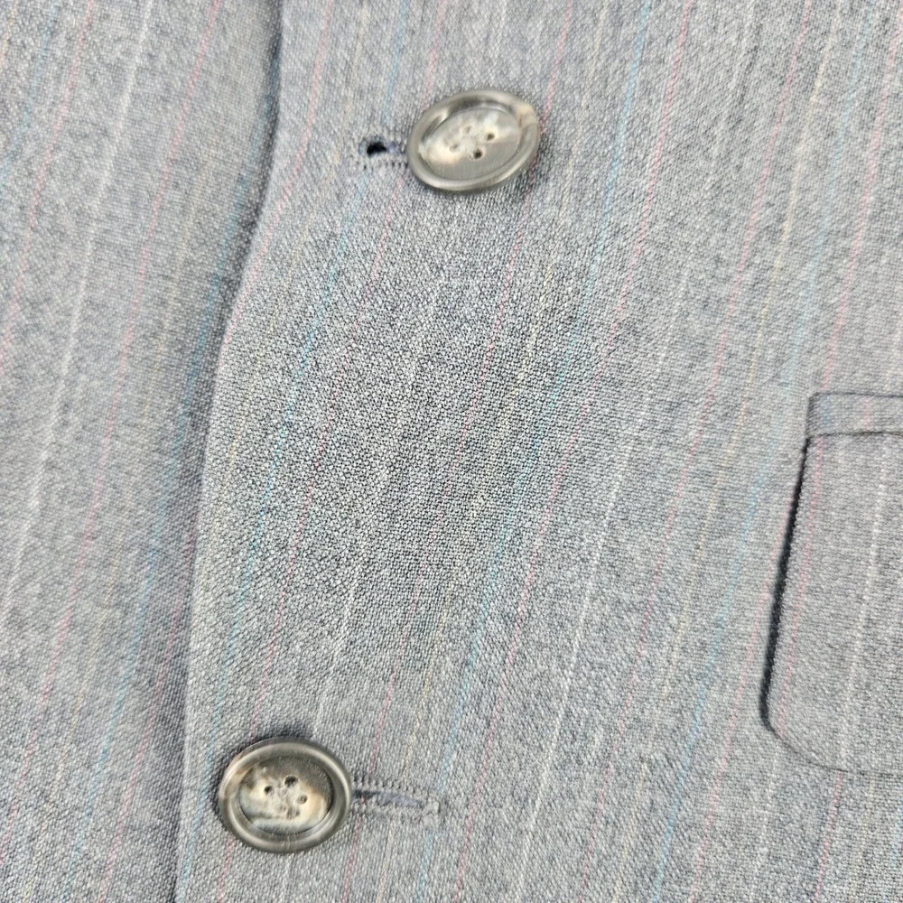 Vtg Rare Andhurst Striped Blue Red Yellow on Grey Suit 2 pc 70s/80s Med ~39R USA